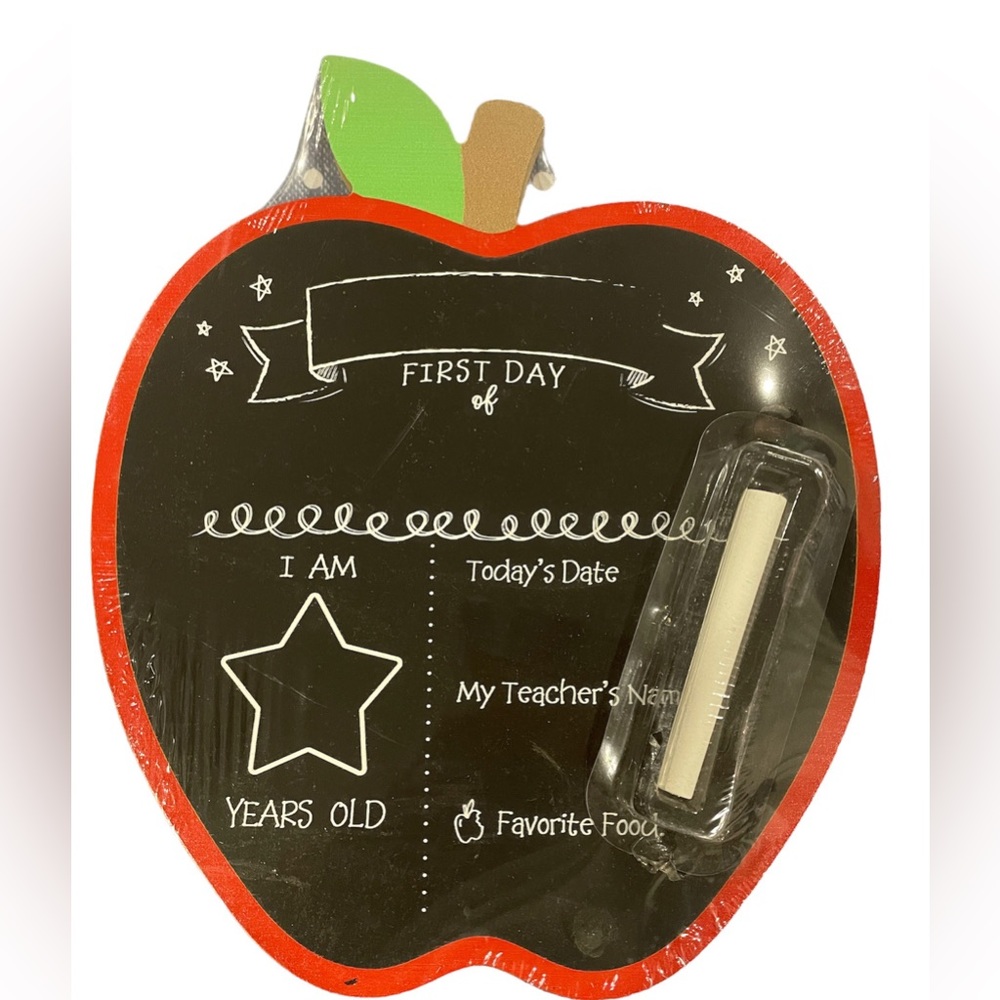 Apple Shaped First Day of School Chalkboard Blackboard Sign Chalk Customizable